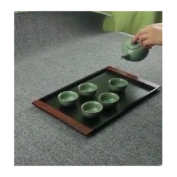 长方形托盘日式创意木纹防滑托盘宾馆酒店商用茶水盘家用塑料托盘
