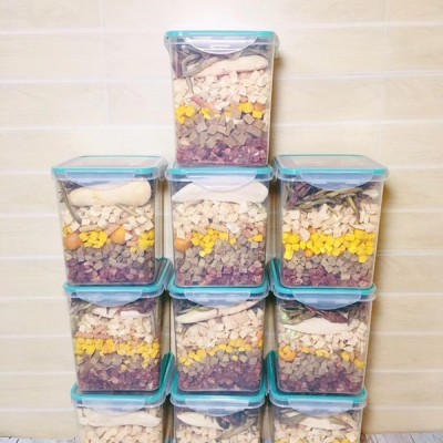 鼎信康 乐扣桶厂家 2L化妆品透明新料保鲜盒套装 宠物粮储蓄罐 四方透明桶