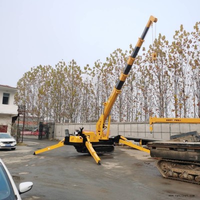 狭窄地形专用微型吊车生产厂家 3吨8吨遥控斜爬腿橡胶履带折叠吊