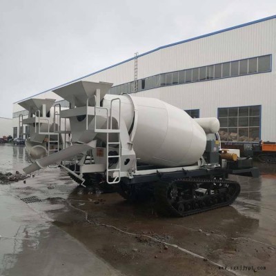 恒沃履带式混凝土搅拌车 橡胶履带水泥搅拌罐车 山地农用履带搅拌运输车