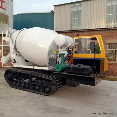 恒沃履带式混凝土运输罐车 小型混凝土搅拌车 全地形橡胶履带搅拌运输车