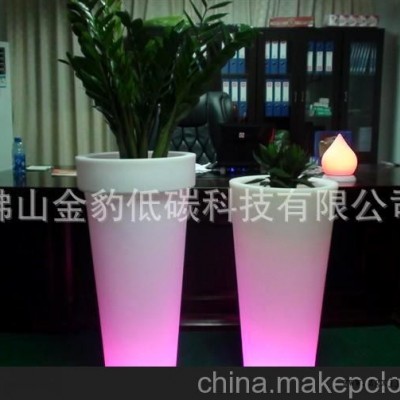 PE材料遥控变色LED发光方形花盆