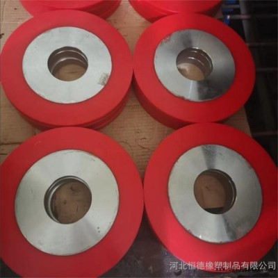 浇注聚氨酯包胶轮 耐磨pu胶轮托辊 铁件包胶轮 承重聚氨酯行走轮