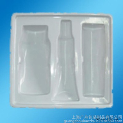 红色PVC植绒吸塑内衬托盘直销 来样定做化妆品吸塑内衬包装盒广舟包装专业定制