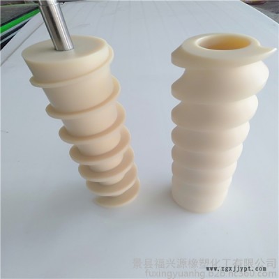 河北福兴源橡塑**定制灌装机设备配件耐磨尼龙螺旋推瓶器  输送螺旋进瓶分瓶器    高分子输送螺杆 进瓶绞龙