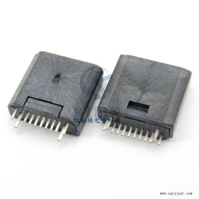 10pin 苹果母座 夹板0.6mm 夹板 带地 LCP 全塑 苹果母座 8.0mm