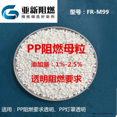 厂家直销高透明PP阻燃剂，高透明PP阻燃母粒，无卤透明PP，东莞亚新FR-M99,灯罩面板透明PP